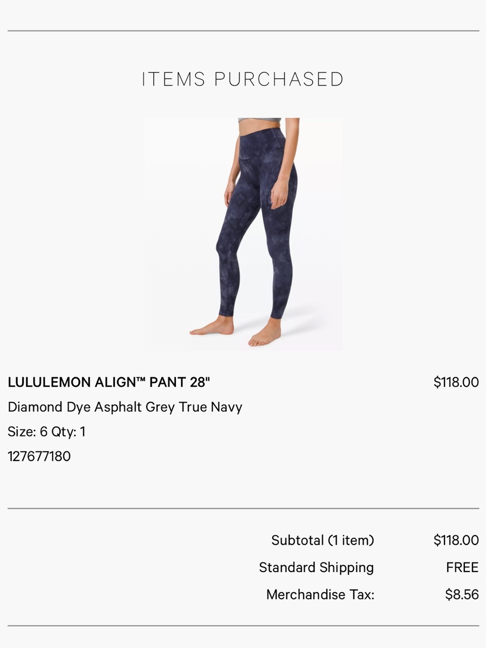 lululemon athletica Align diamond Dye asphalt grey true navy Leggings 28” size 6 - Picture 6 of 6